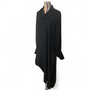 Sa.gom~e Sagome Silk Cowl Neck Asymmetrical Dramatic Sleeve Dress